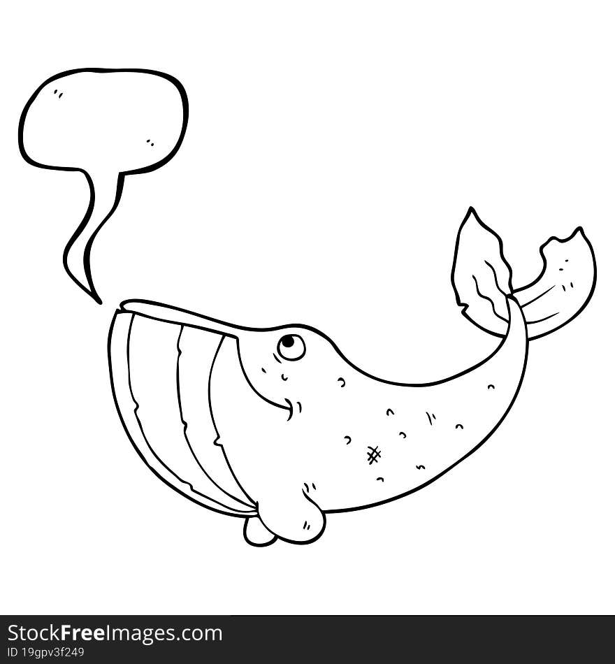 freehand drawn speech bubble cartoon whale