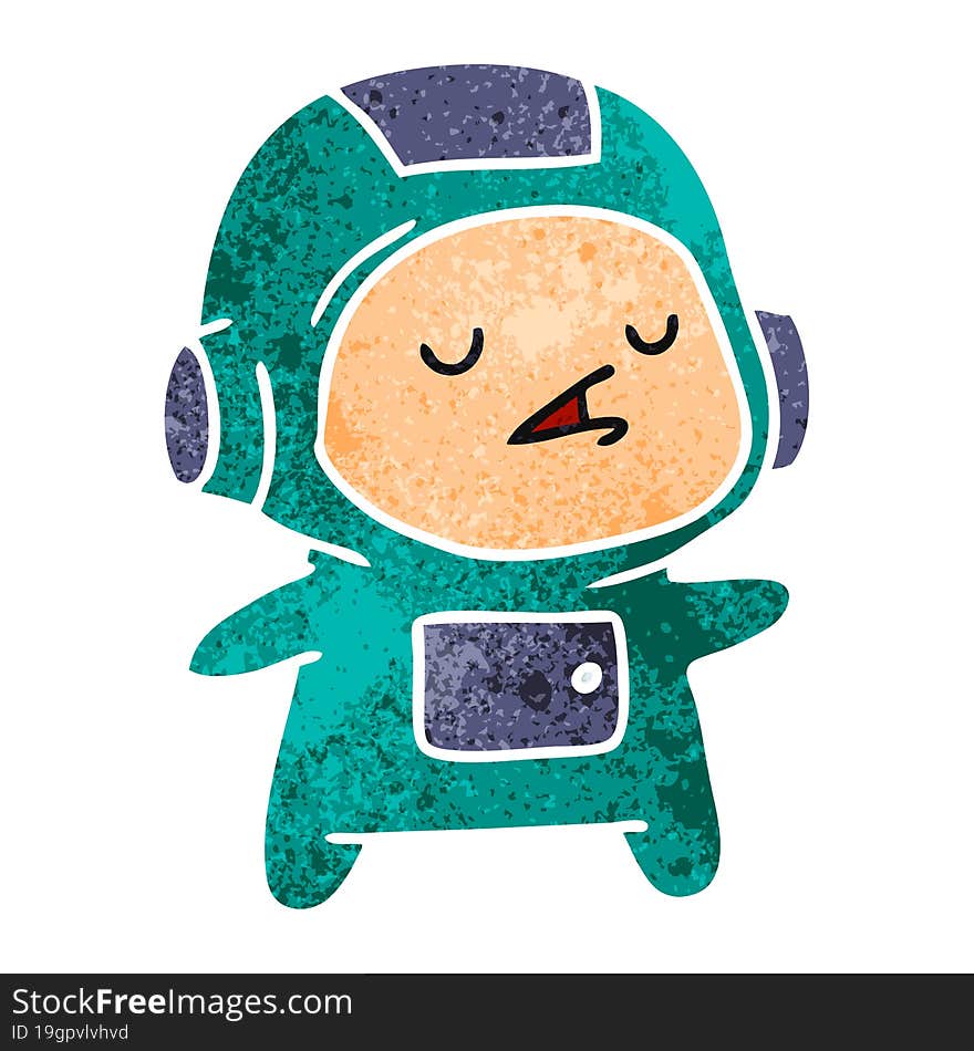 retro cartoon of a kawaii cute astronaut boy