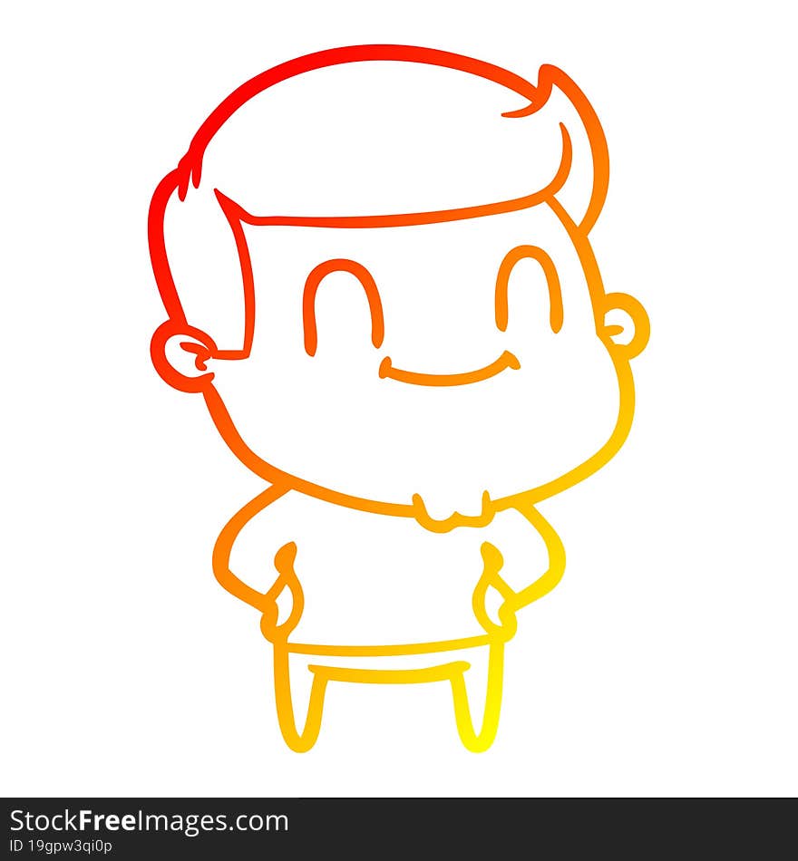 warm gradient line drawing of a cartoon happy man