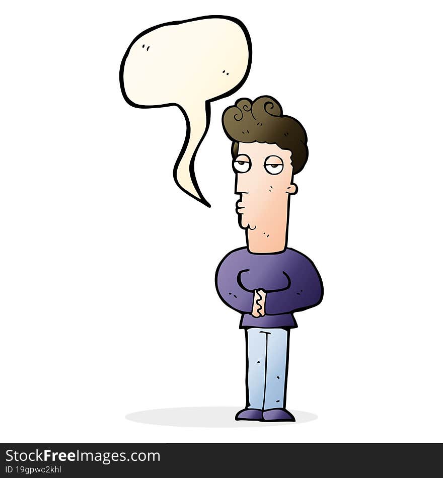 cartoon jaded man with speech bubble