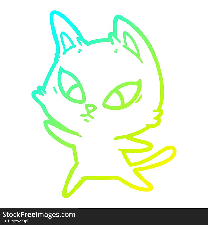 cold gradient line drawing confused cartoon cat