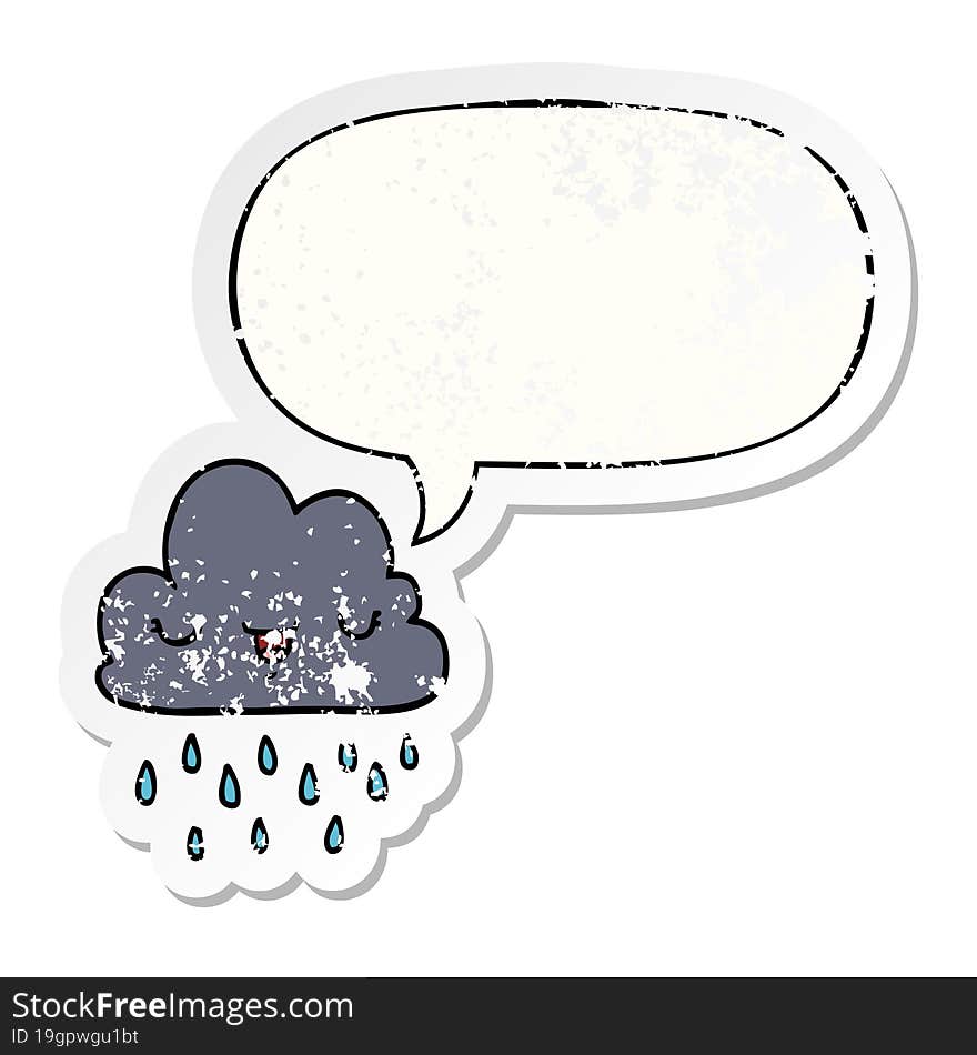 cartoon storm cloud and speech bubble distressed sticker