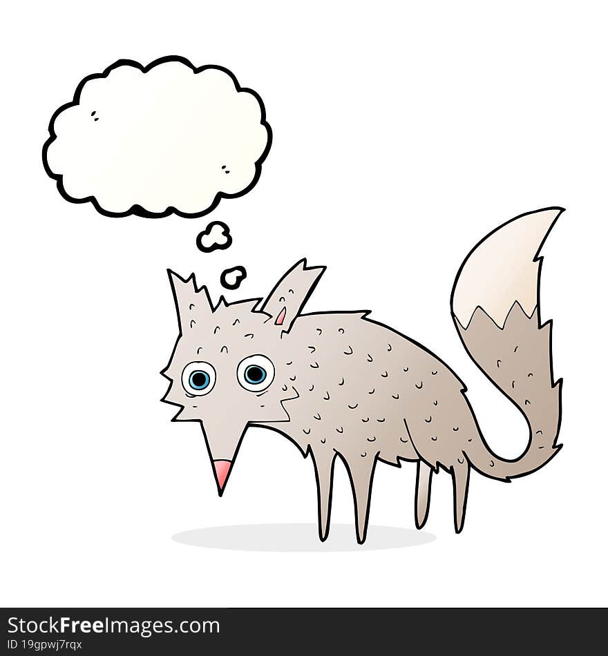 Funny Cartoon Wolf With Thought Bubble