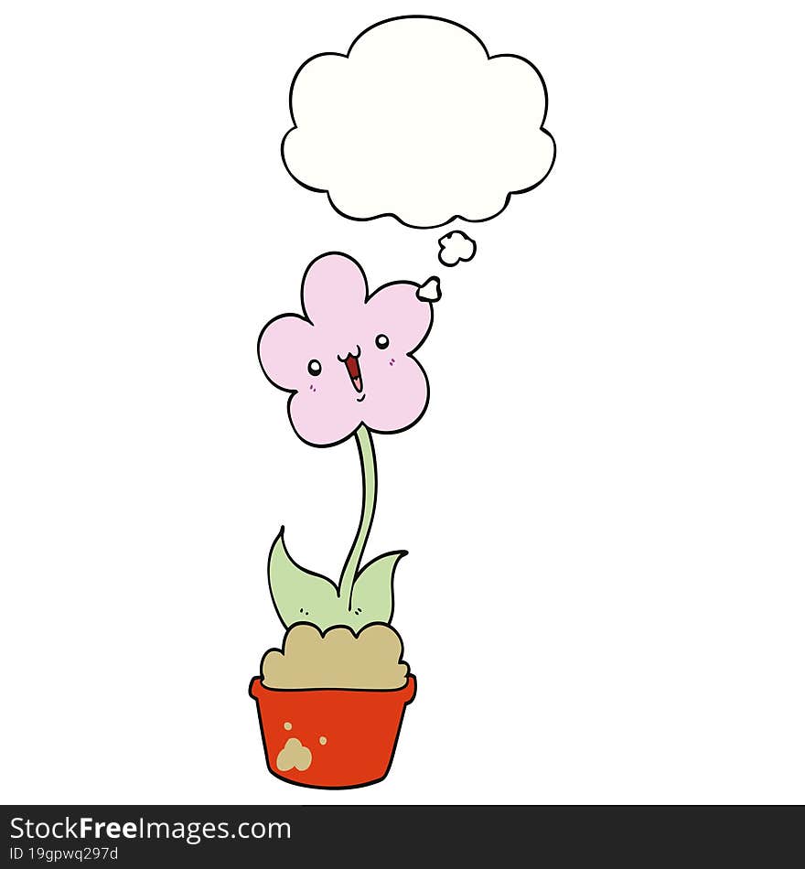 cute cartoon flower with thought bubble. cute cartoon flower with thought bubble