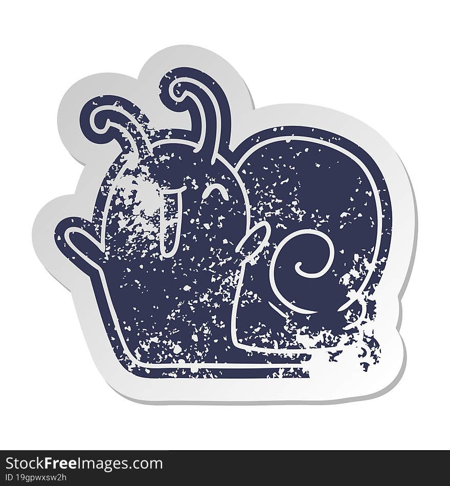 Distressed Old Sticker Kawaii Happy Cute Snail