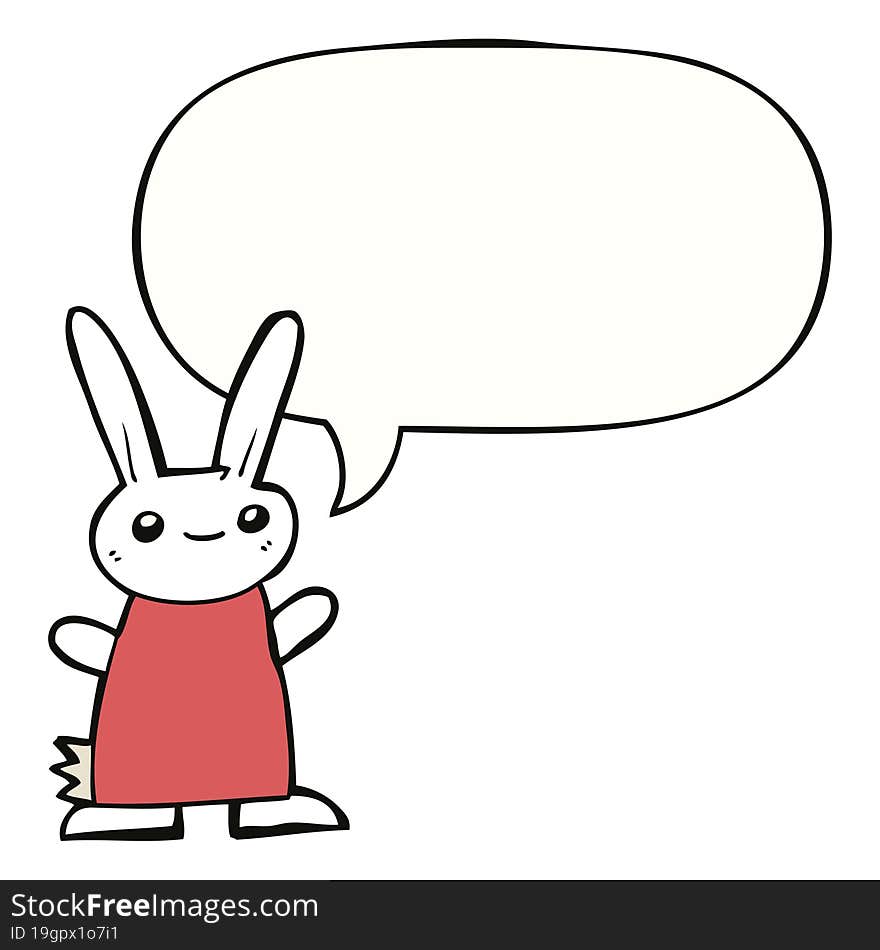 Cute Cartoon Rabbit And Speech Bubble