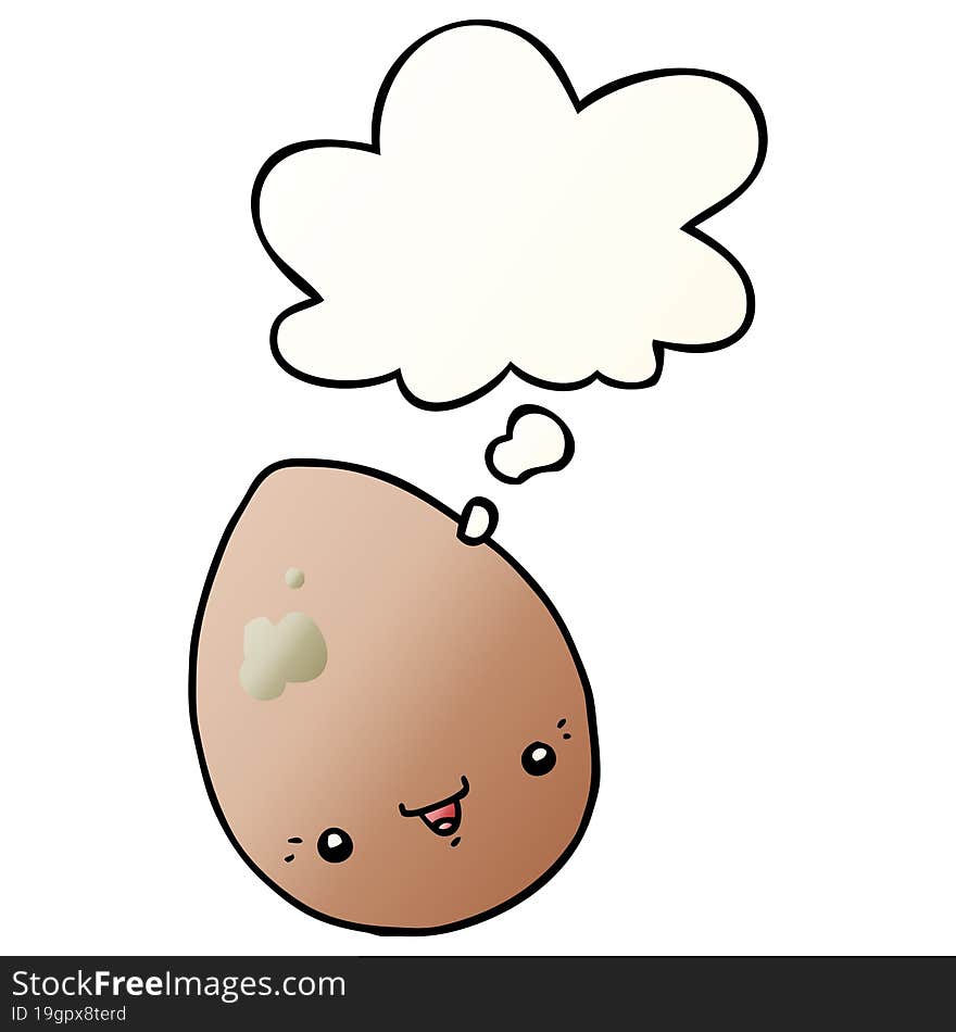 cartoon egg with thought bubble in smooth gradient style