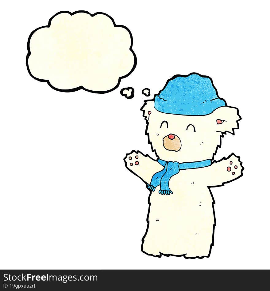 cartoon cute polar bear with thought bubble