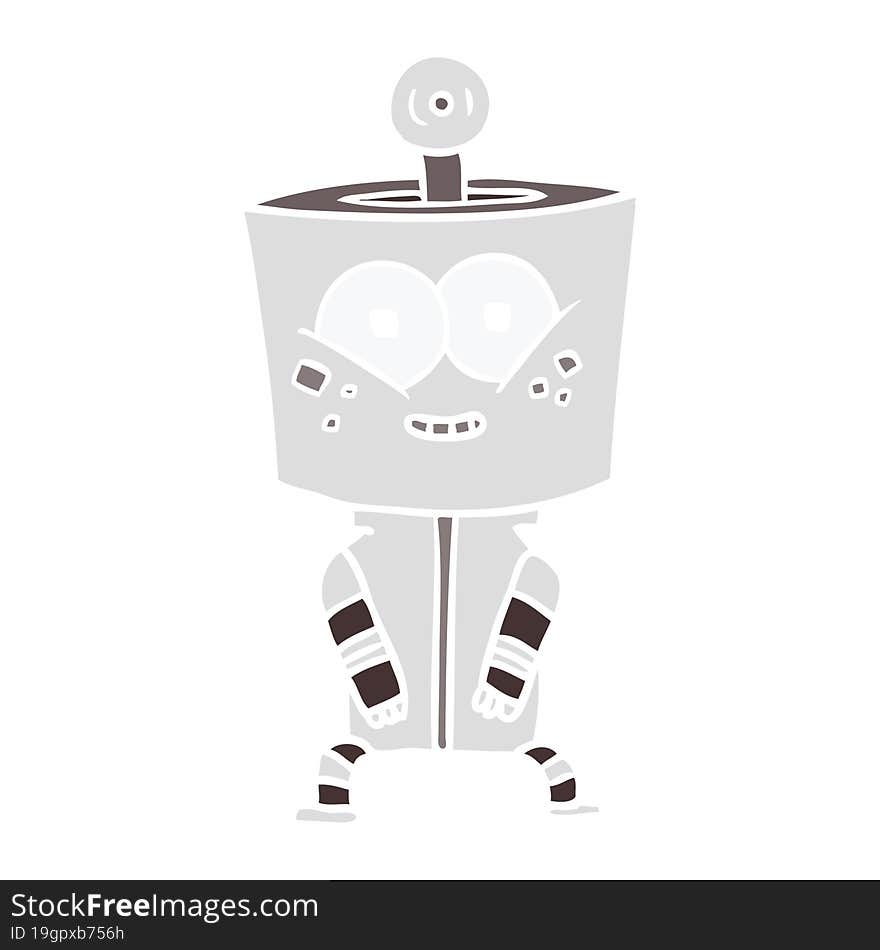 happy flat color style cartoon robot