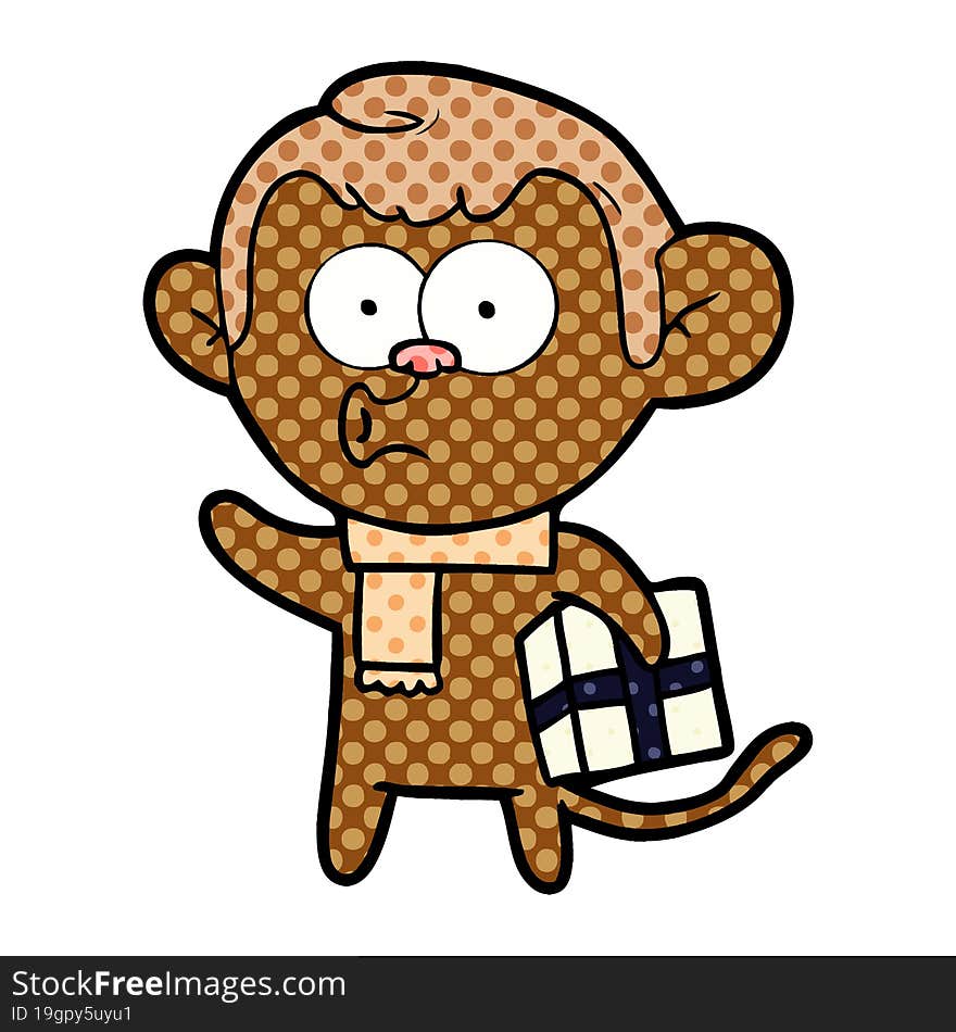 cartoon christmas monkey. cartoon christmas monkey