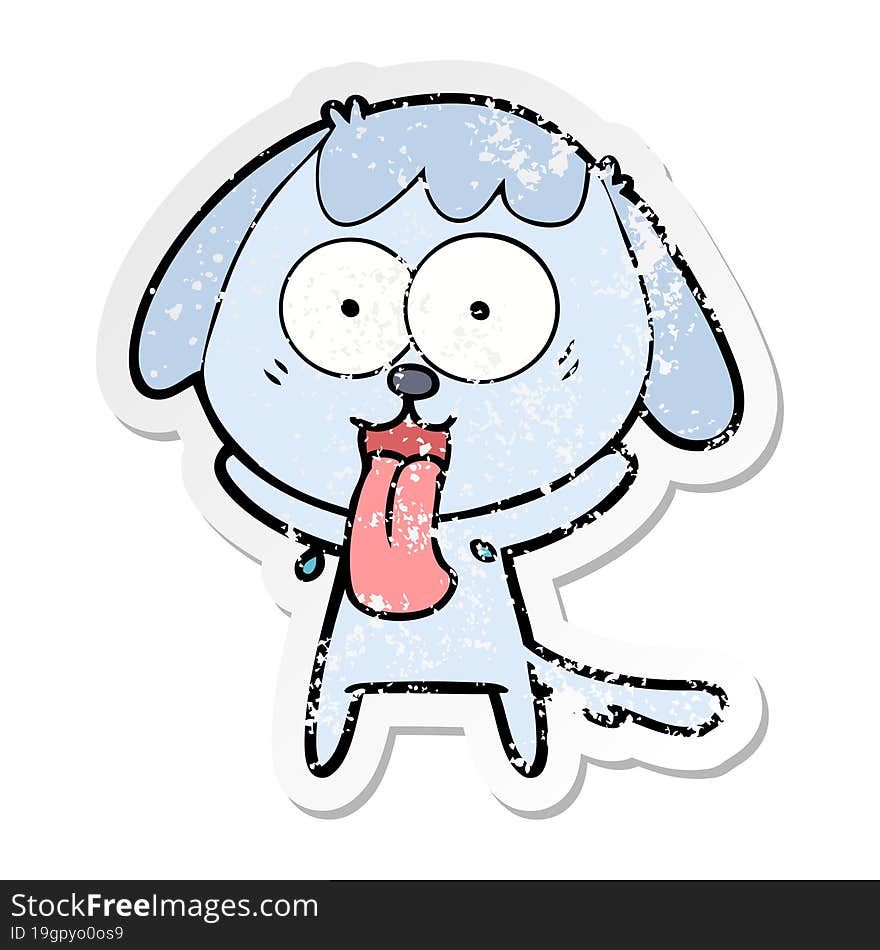 Distressed Sticker Of A Cute Cartoon Dog