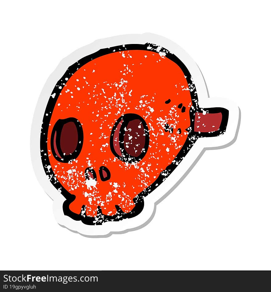 retro distressed sticker of a cartoon skull mask