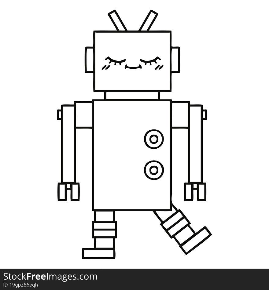 Line Drawing Cartoon Robot