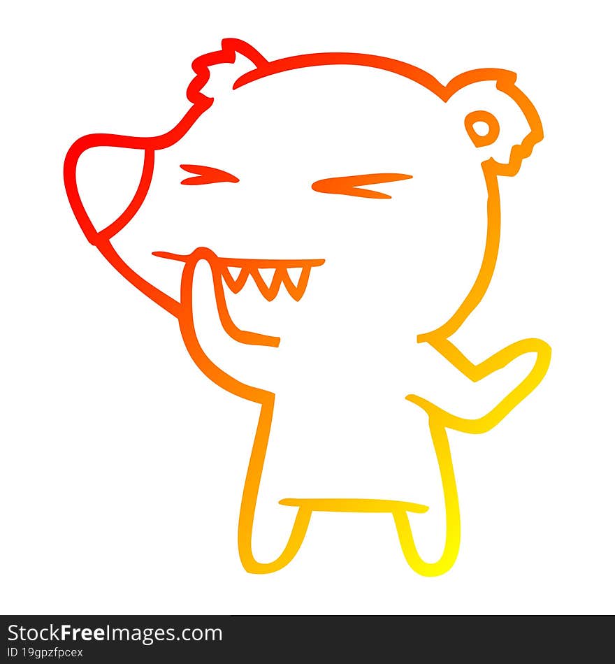 warm gradient line drawing angry polar bear cartoon thinking