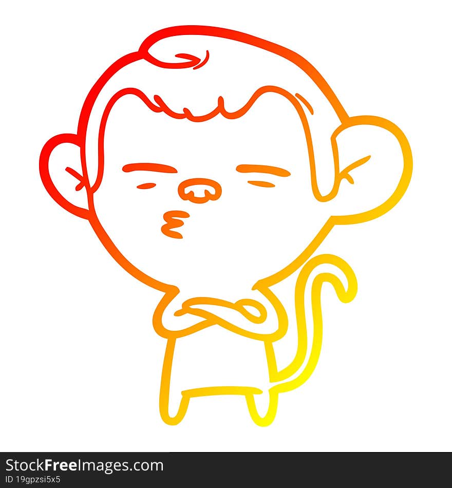 warm gradient line drawing cartoon suspicious monkey