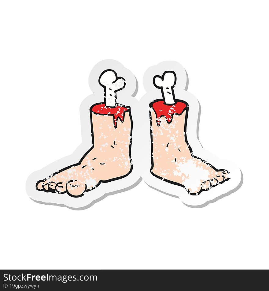 retro distressed sticker of a cartoon gross severed feet