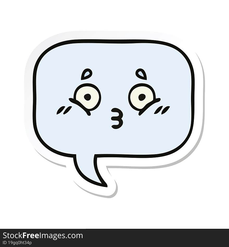 sticker of a cute cartoon speech bubble