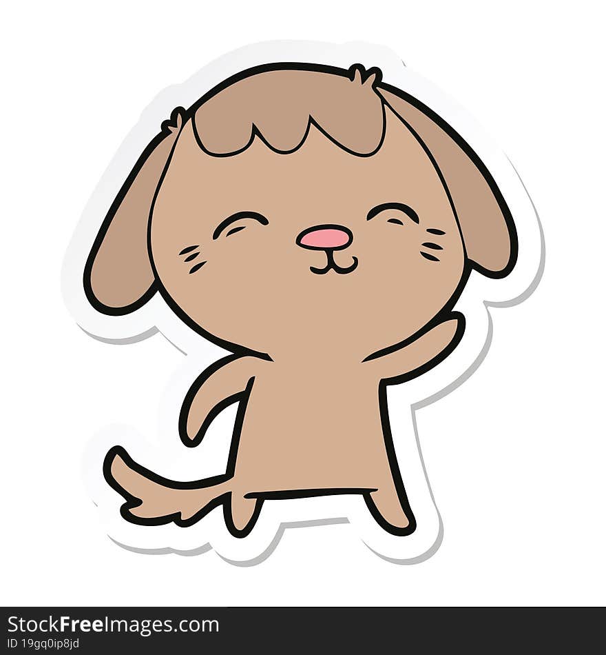 sticker of a happy cartoon dog