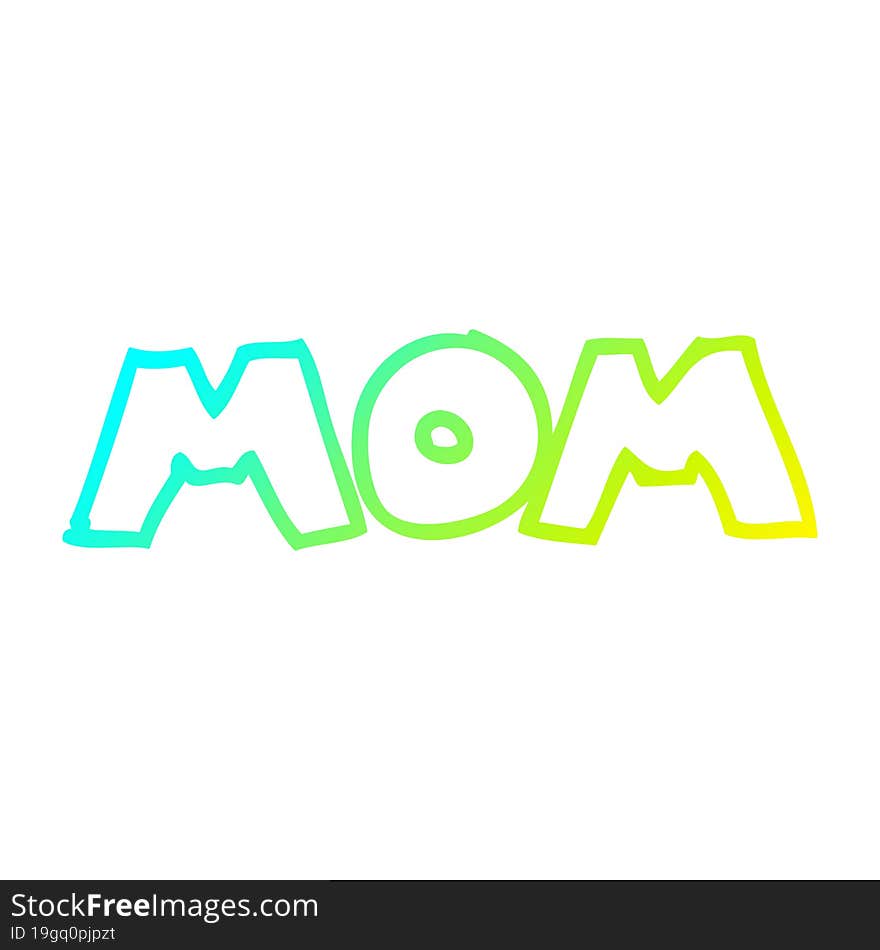 cold gradient line drawing  cartoon word mom