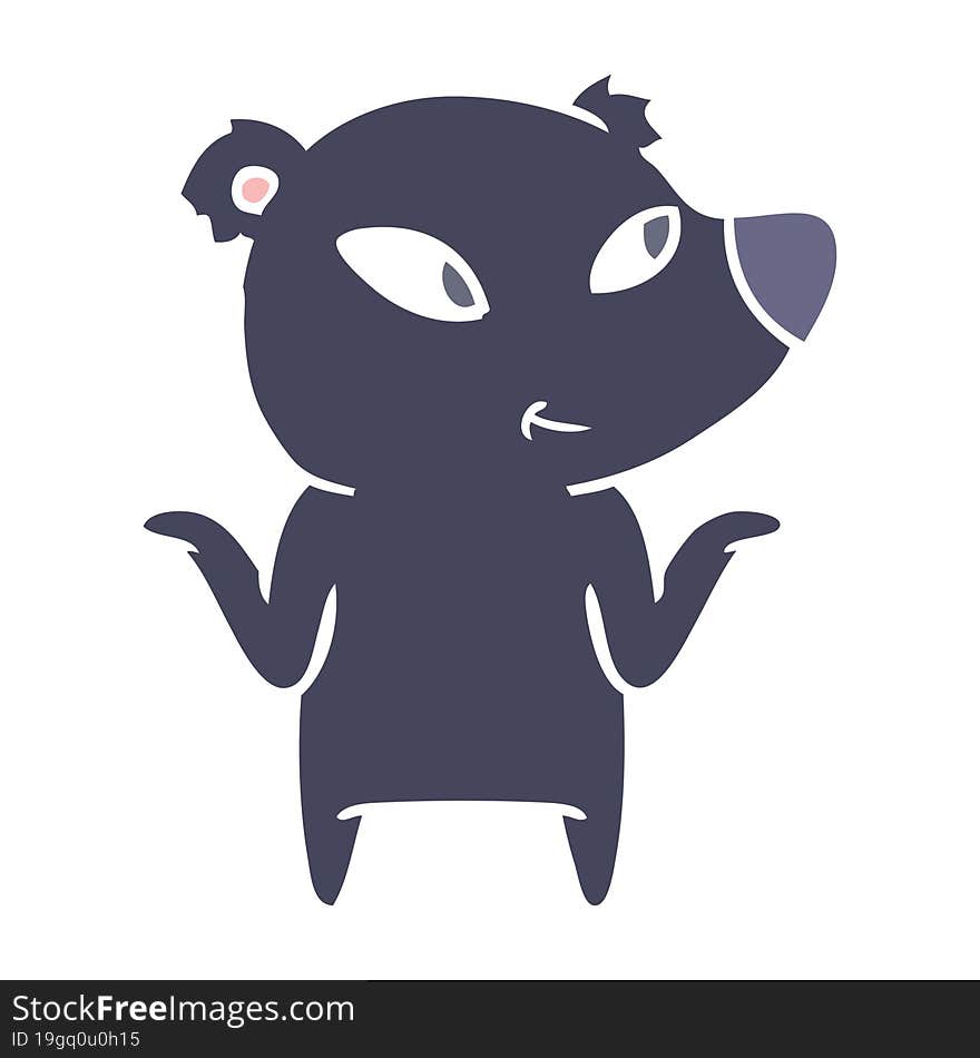 cute flat color style cartoon bear shrugging shoulders