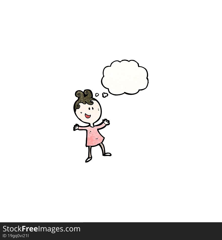 cartoon woman with thought bubble