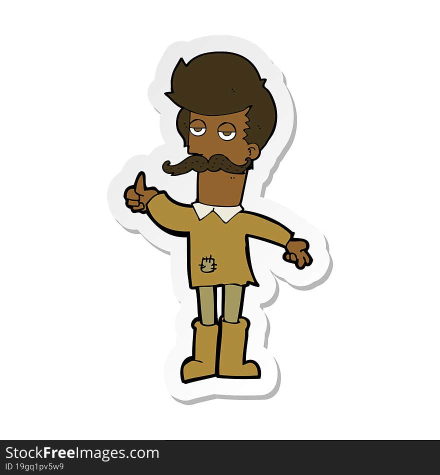 Sticker Of A Cartoon Old Man In Poor Clothes