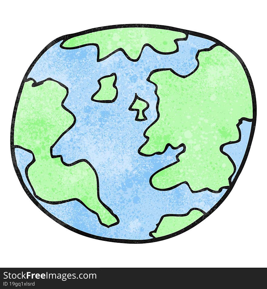 freehand textured cartoon planet earth