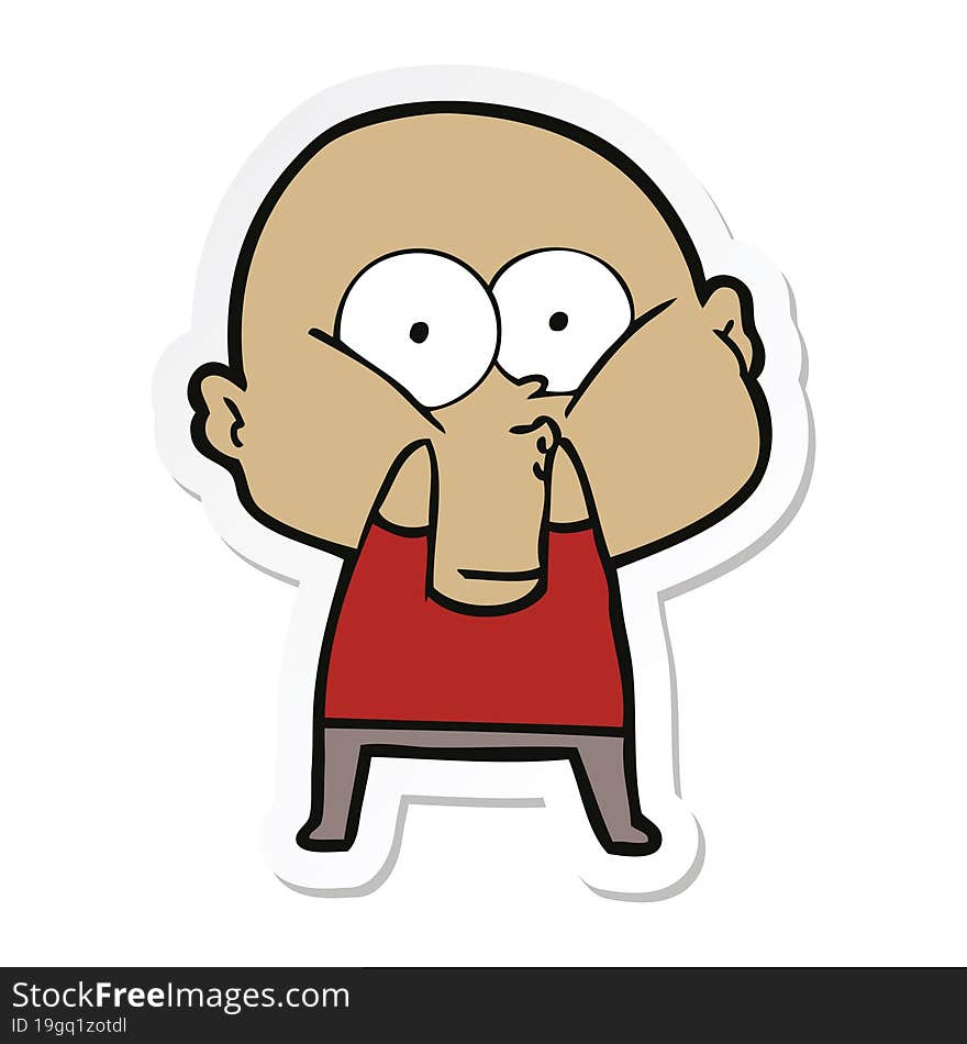 sticker of a cartoon bald man staring