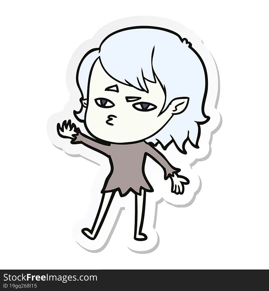 Sticker Of A Cartoon Vampire Girl