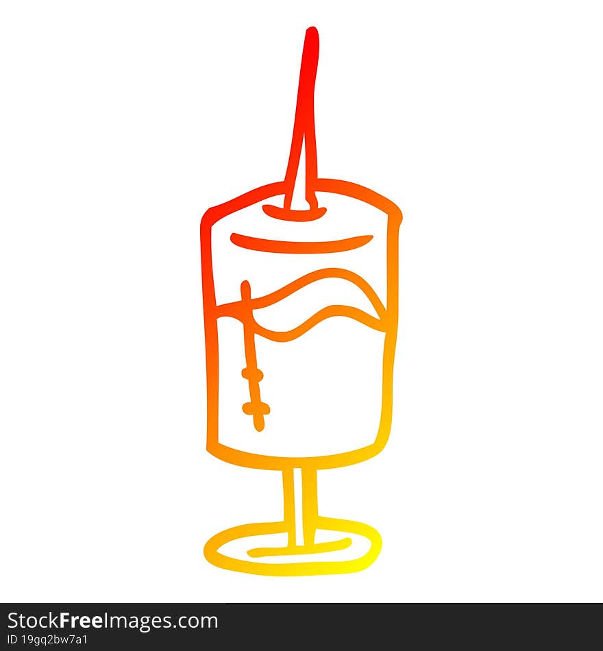 warm gradient line drawing cartoon of an injection