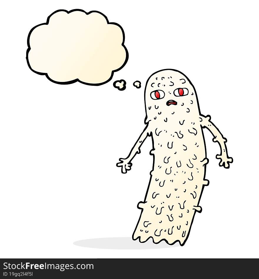 Cartoon Spooky Ghost With Thought Bubble