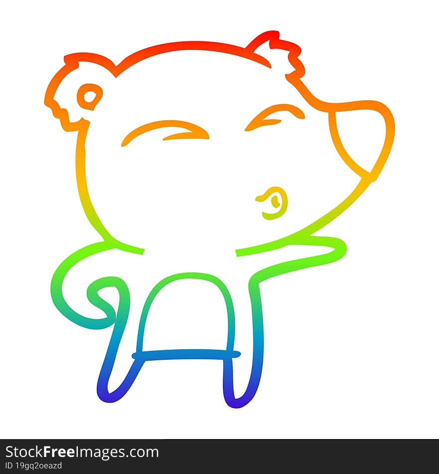 rainbow gradient line drawing cartoon explaining polar bear