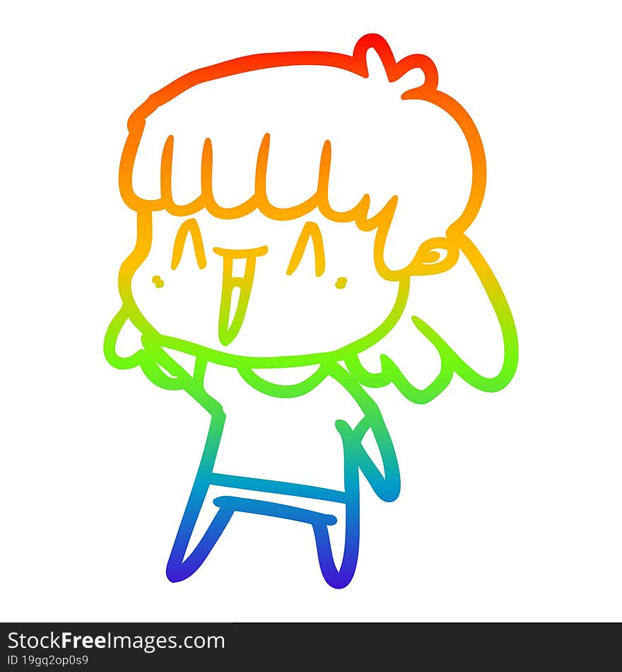 rainbow gradient line drawing of a cartoon woman