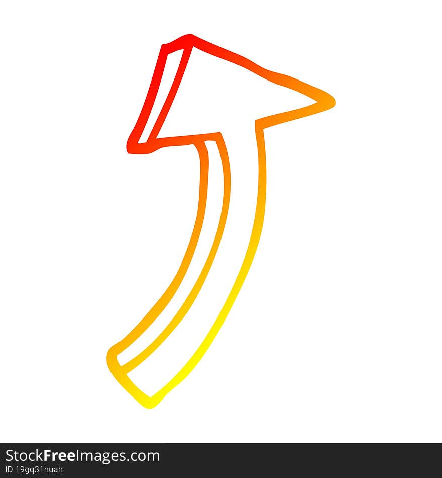 warm gradient line drawing cartoon pointing arrow