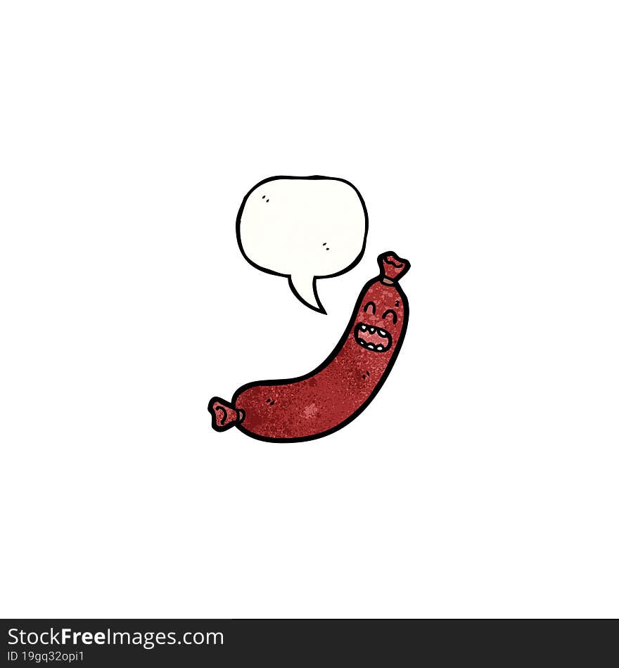 cartoon sausage with speech bubble