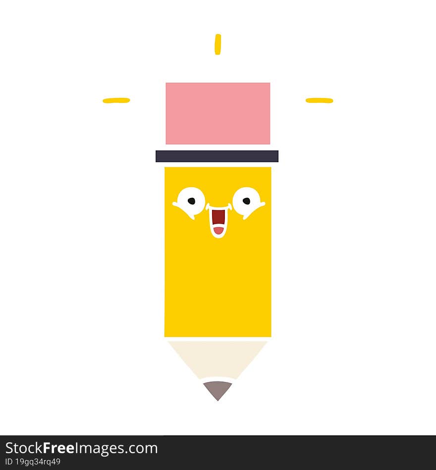 flat color retro cartoon pencil