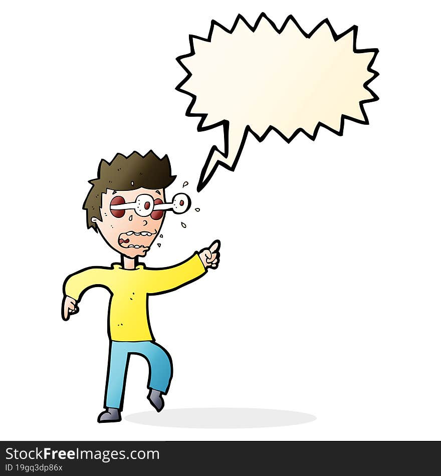 cartoon man with popping out eyes with speech bubble