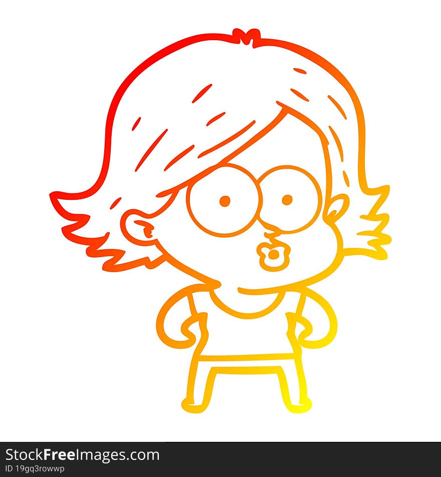 warm gradient line drawing cartoon girl pouting