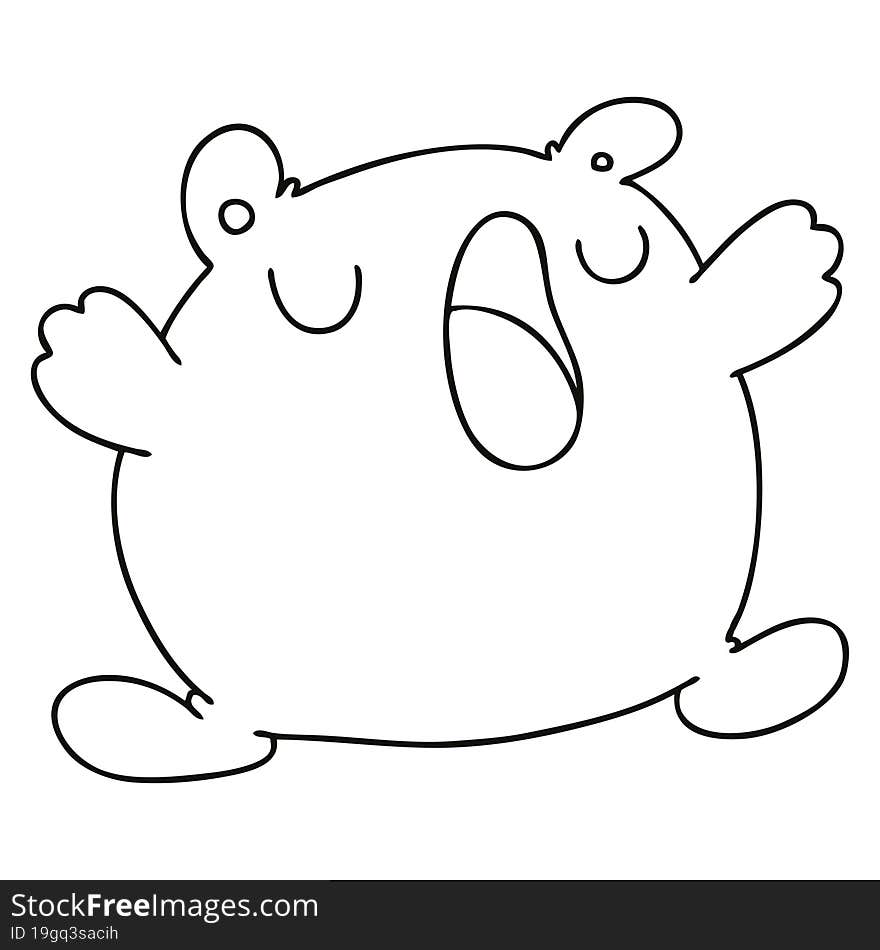 quirky line drawing cartoon singing bear