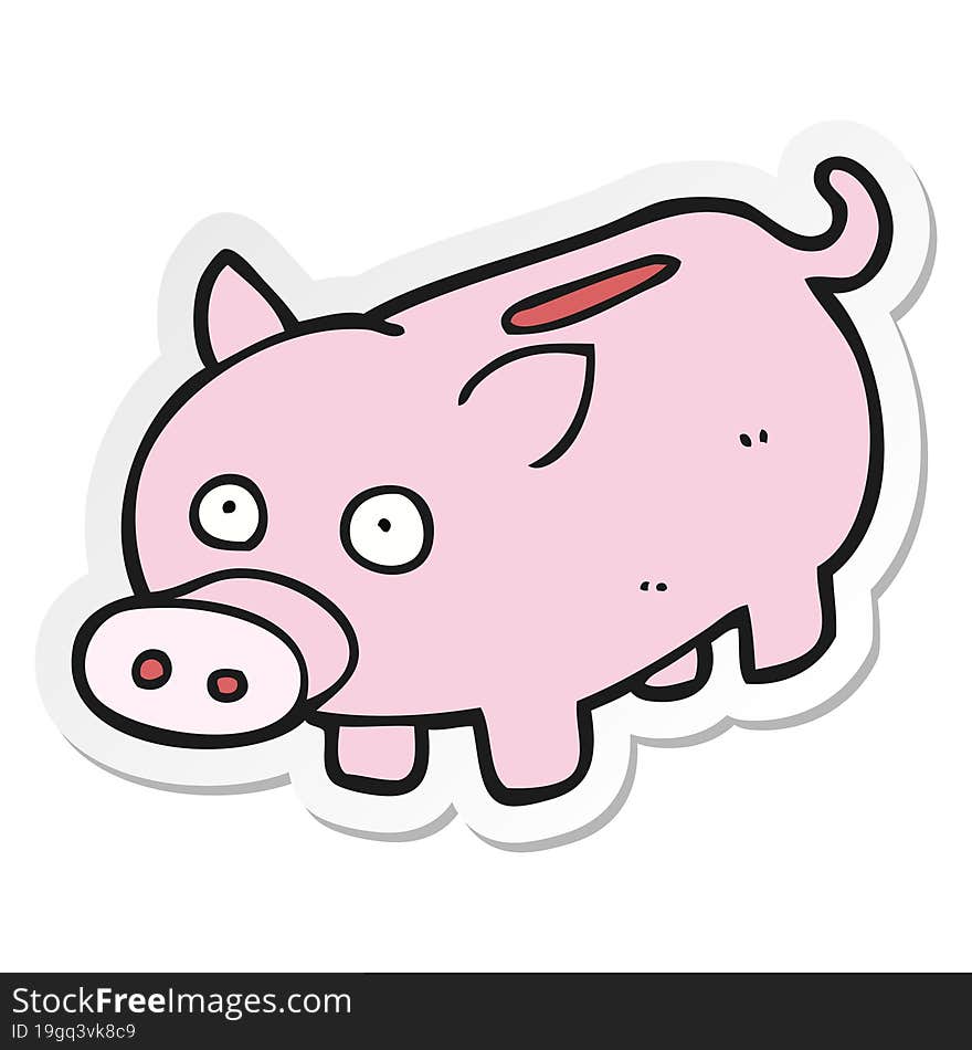 Sticker Of A Cartoon Piggy Bank