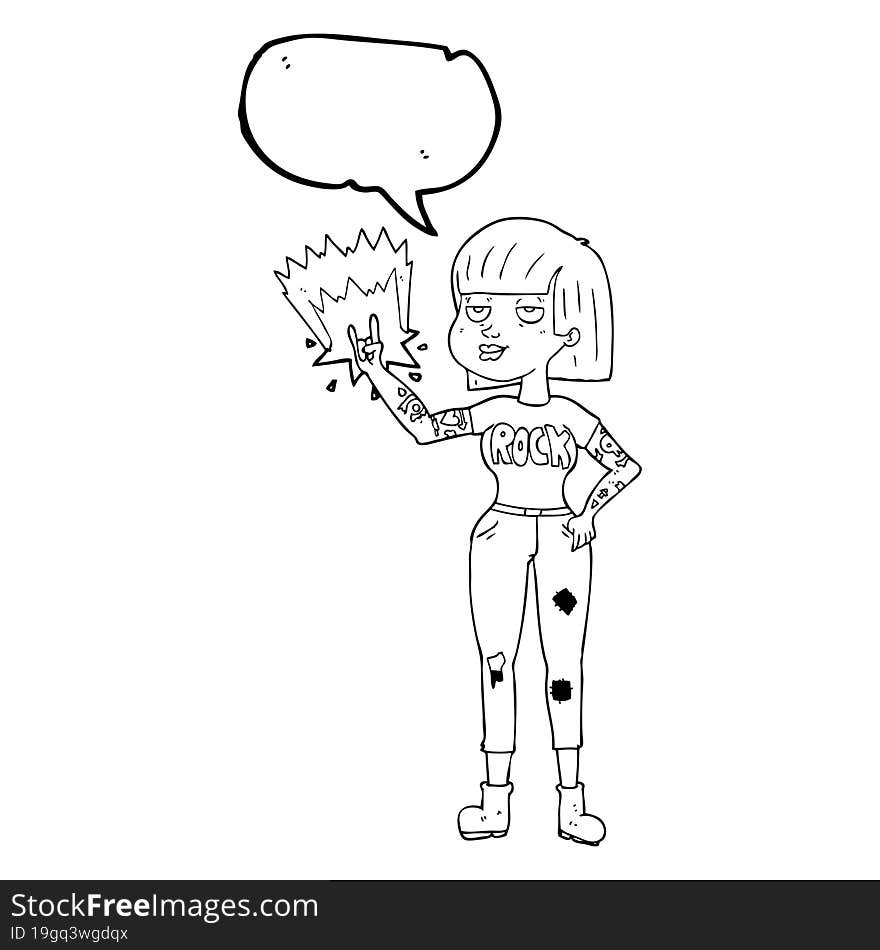 Speech Bubble Cartoon Rock Girl