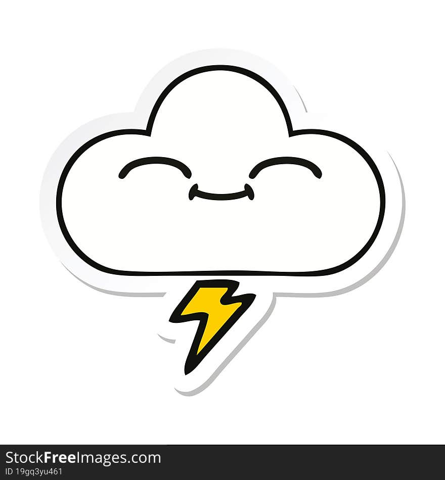 Sticker Of A Cute Cartoon Thunder Cloud