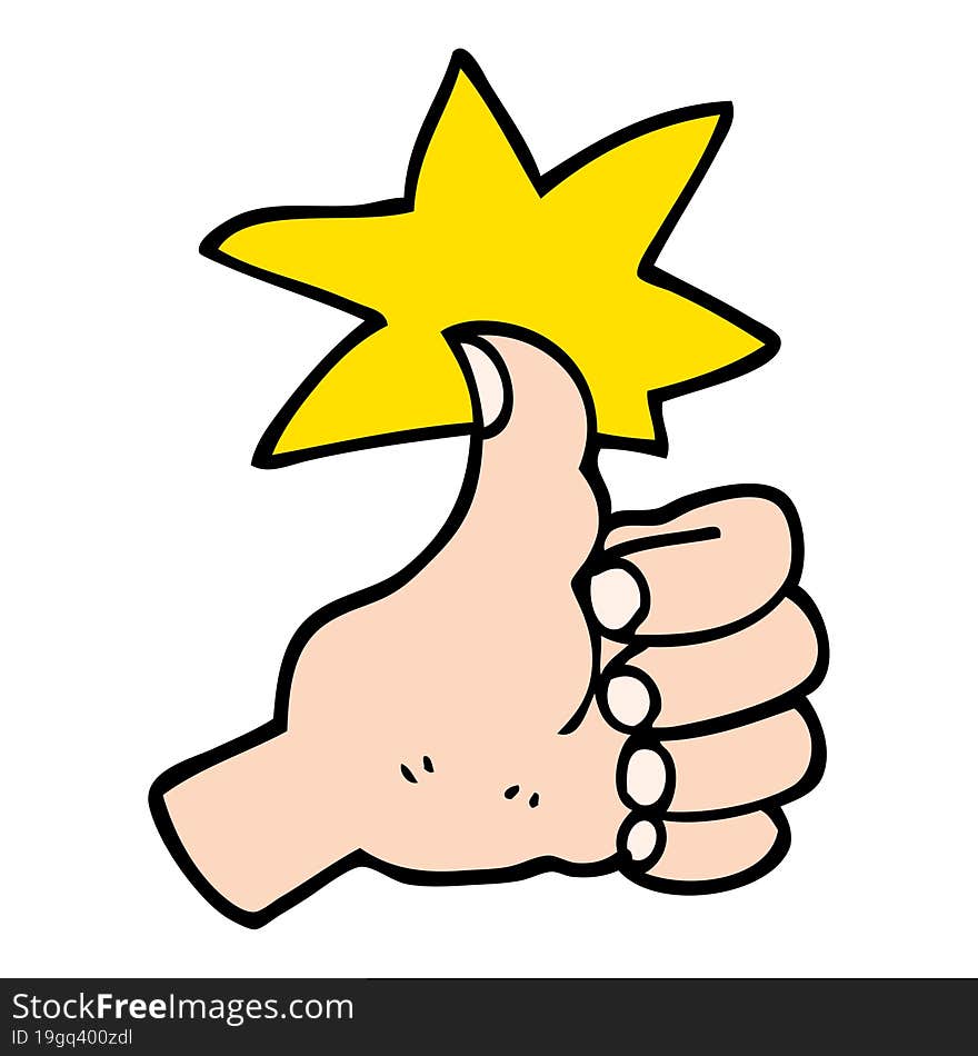 hand drawn doodle style cartoon thumbs up symbol