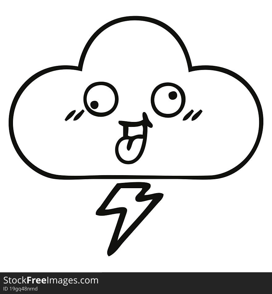 line drawing cartoon of a storm cloud