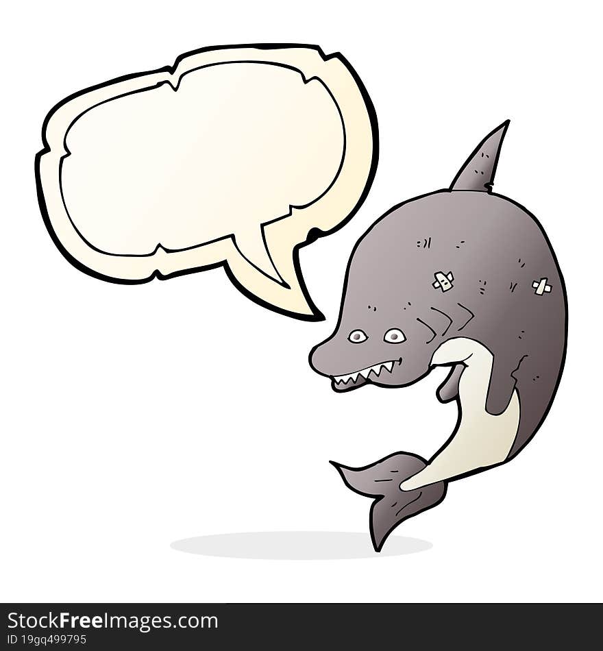 cartoon shark with speech bubble