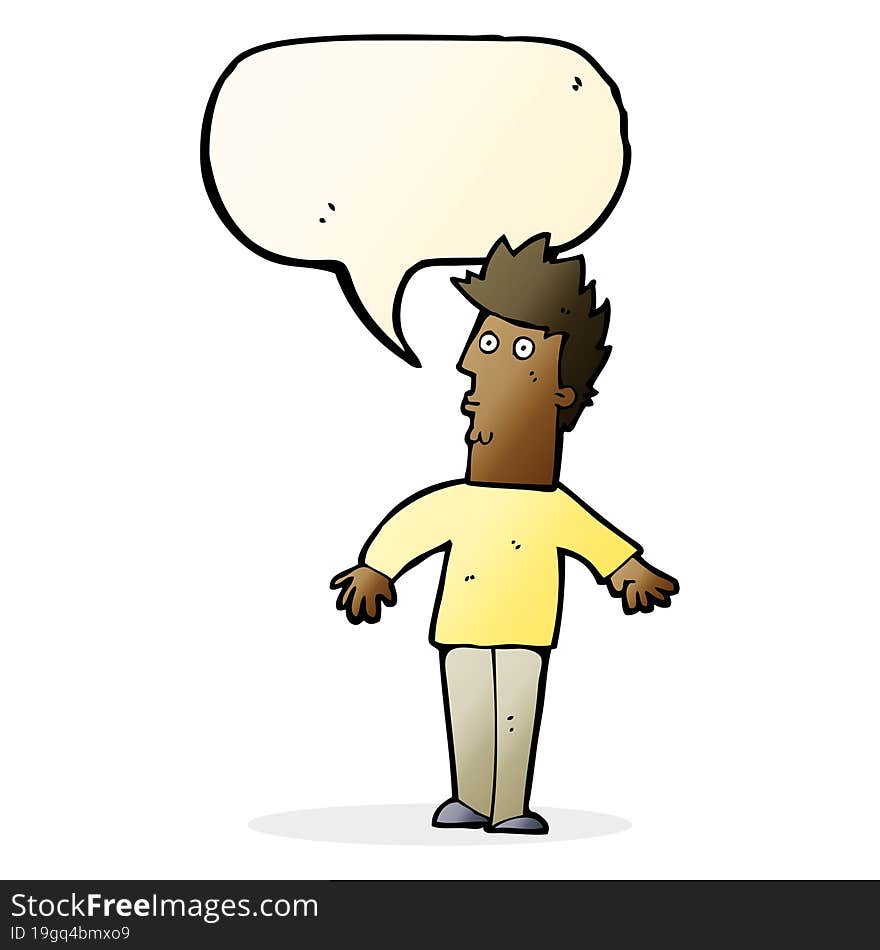 cartoon surprised man with speech bubble