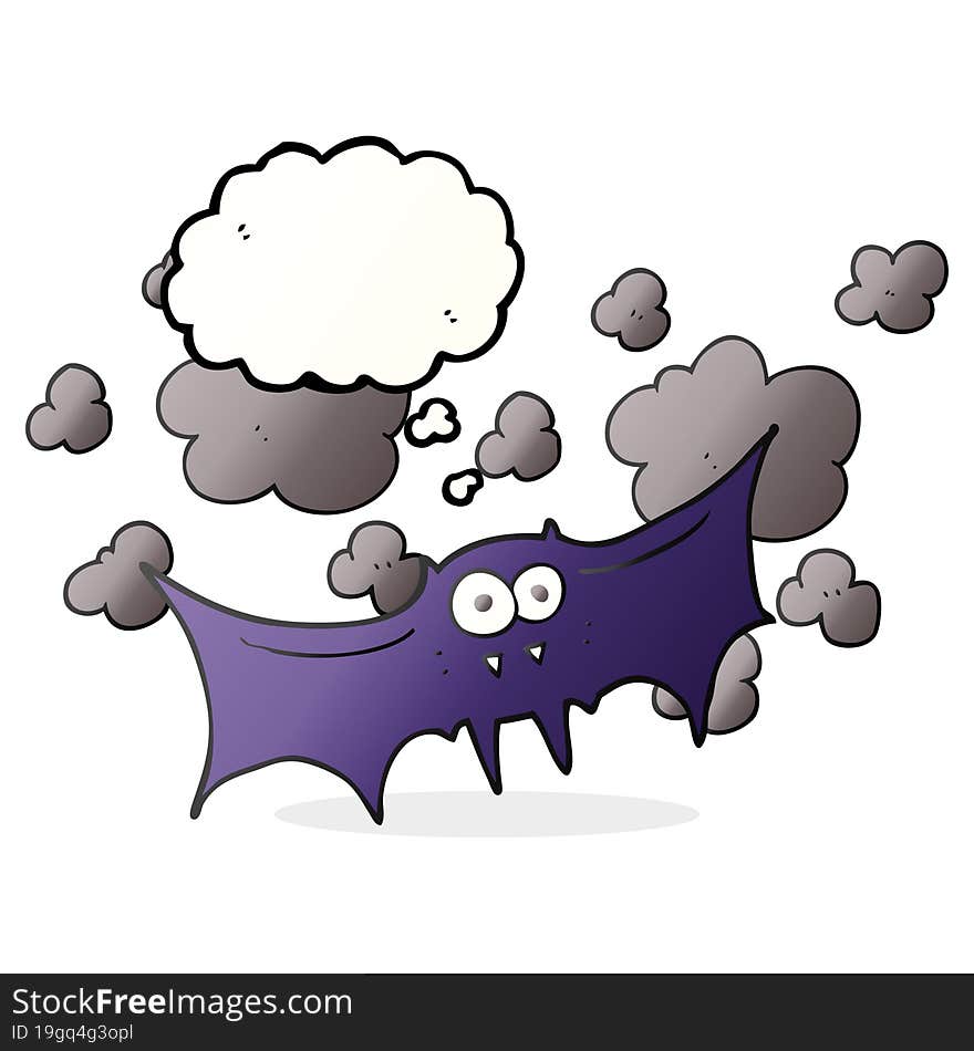 freehand drawn thought bubble cartoon vampire bat