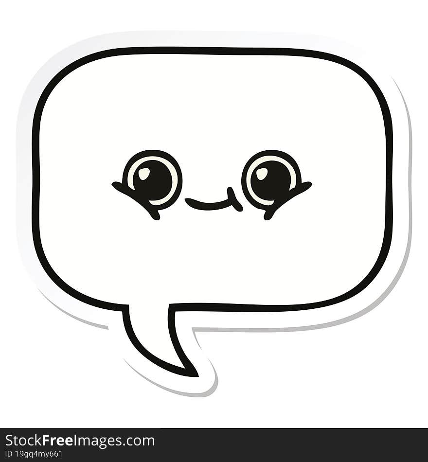 sticker of a cute cartoon speech bubble