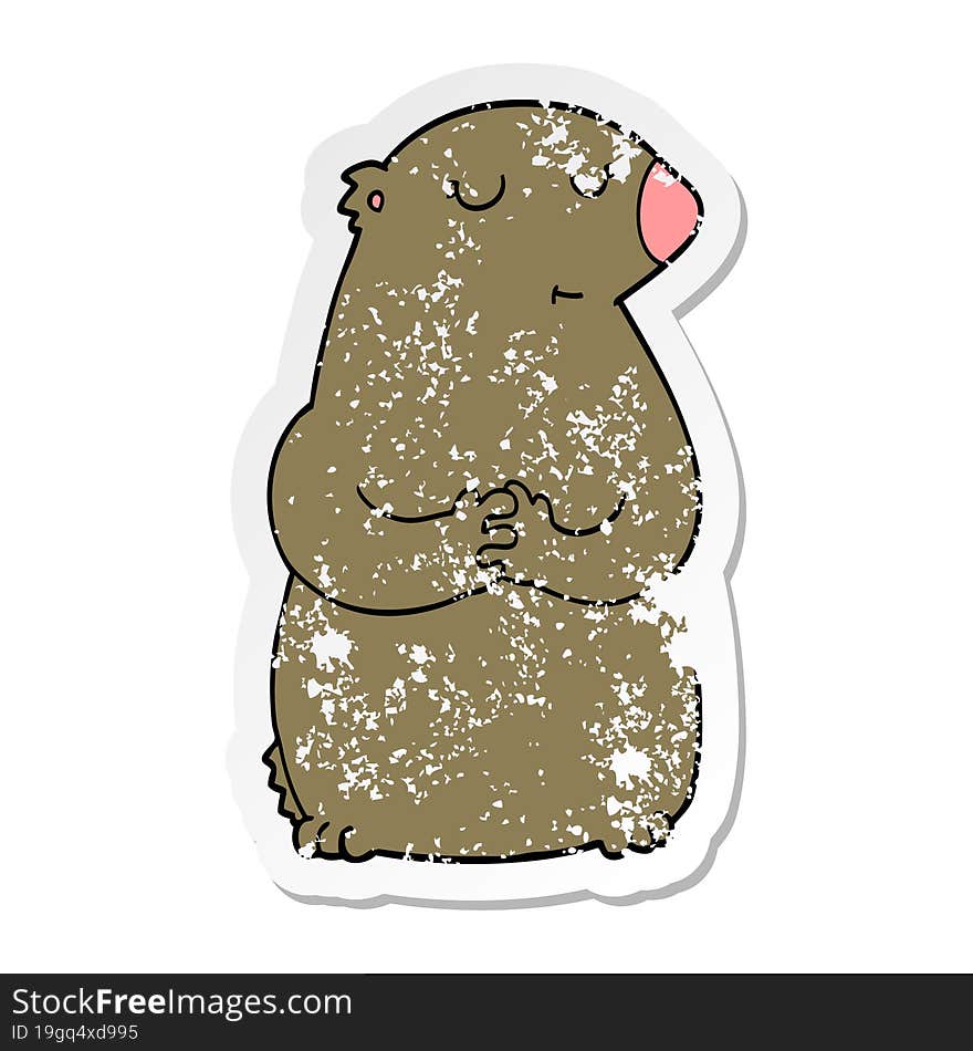 distressed sticker of a cute cartoon bear