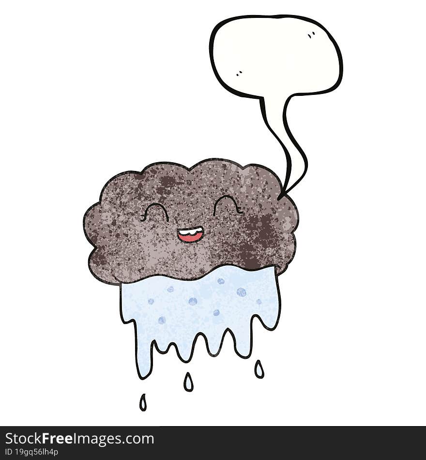 Speech Bubble Textured Cartoon Rain Cloud